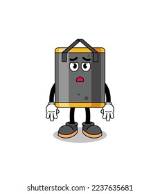 punching bag cartoon illustration with sad face , character design