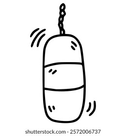 punching bag with chain hand drawn outline illustration