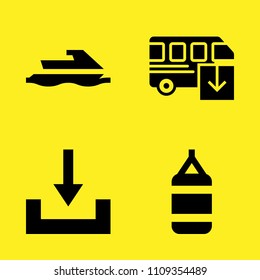 punching bag, download, jet ski and bus vector icon set. Sample icons set for web and graphic design