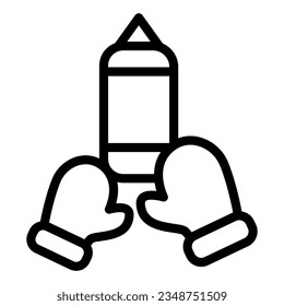 Punching Tasche und Handschuhe Linie Symbol. Boxsymbol-Illustration einzeln auf Weiß. Sport Boxen schwere Beutel Umriss für und App. EPS10.