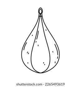 Punching bag in hand drawn doodle style. Boxing element. Vector illustration isolated on white background.