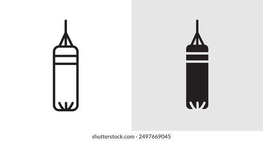 Punching bag icon Black line art vector logo set