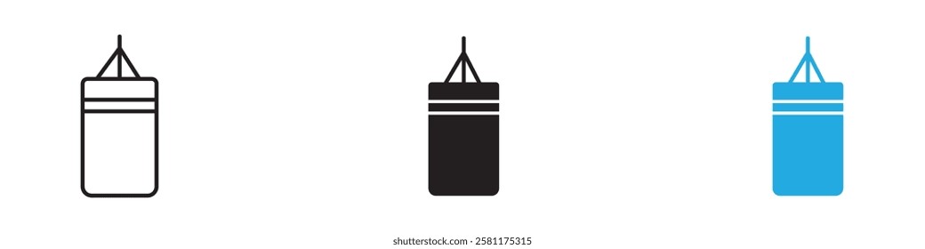 Punching bag icon black white vector outline