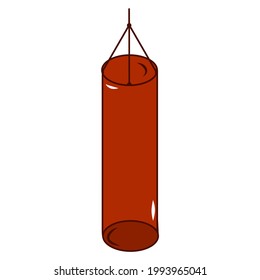 Punching bag icon. Boxing. White background. Graphic element. Sport. Colorful graphic sketch. Idea for decors, logo, covers, holidays, gifts, art. Isolated vector.