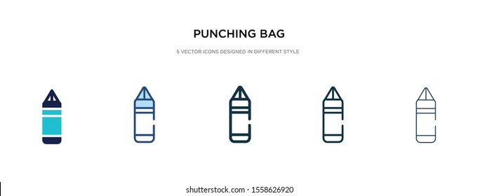 punching bag icon in different style vector illustration. two colored and black punching bag vector icons designed in filled, outline, line and stroke style can be used for web, mobile, ui