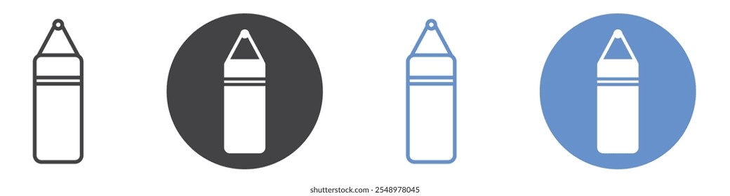 Punching bag icon flat line symbol set.