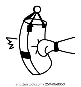 Punching bag icon in hand drawn style 
