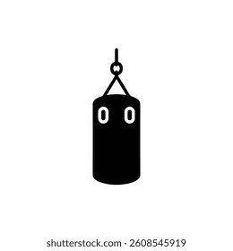 Punching Bag Icon Hanging with Chain in Cylindrical Shape