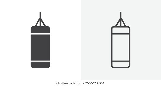 Punching bag icon. outlined vector style.