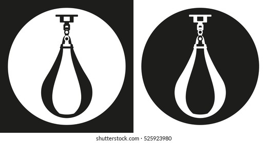 Punching bag icon. Silhouette punching bag on a black and white background. Sports Equipment. Vector Illustration