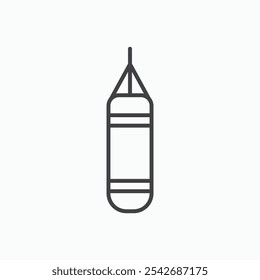 Punching bag icon in thin black lines