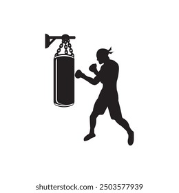 Diseño de logotipo de Ilustración vectorial de icono de saco de boxeo