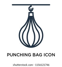 Punching bag icon vector isolated on white background, Punching bag transparent sign , thin pictogram or outline symbol design in linear style