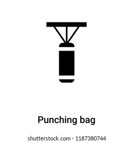 Punching bag icon vector isolated on white background, logo concept of Punching bag sign on transparent background, filled black symbol
