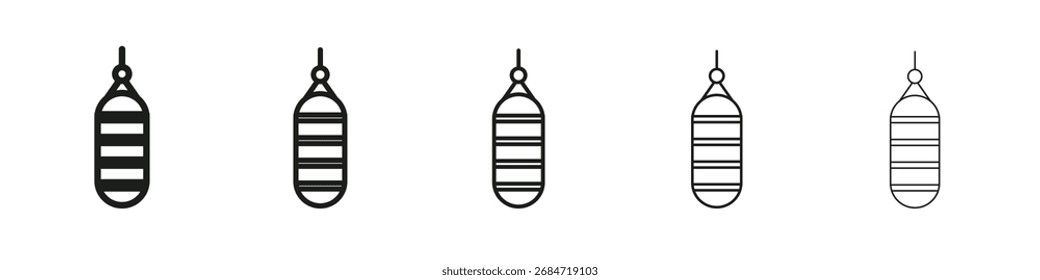 Sinal de ilustração de conjunto de contorno de vetor de ícone de saco de perfuração