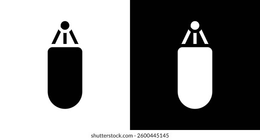 Punching bag icons vectors set in solid style.