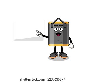 punching bag illustration doing a presentation , character design