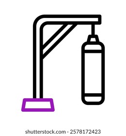 Punching Bag Illustration with Stand in Black Lines