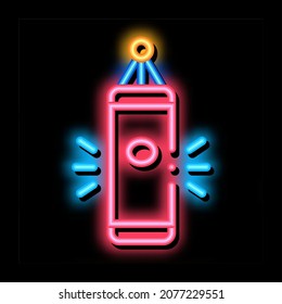 Punching Bag neon light sign vector. Glowing bright icon Punching Bag sign. transparent symbol illustration