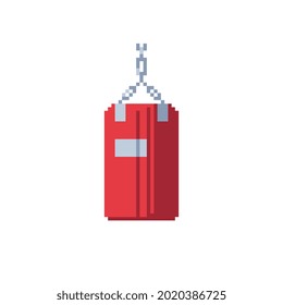 Punching bag pixel art icon, boxer pear, sandbag isolated vector illustration, design for logo, sticker, mobile app. Game assets 8-bit sprite.