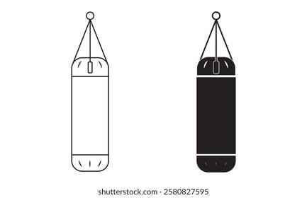 Punching bag or Punchbag icon set isolated on white background