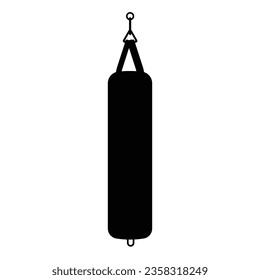 Punching Bag Silhouette. Black and White Icon Design Elements on Isolated White Background