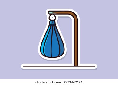 Punching bag with Stand Sticker vector illustration. Sport object icon concept. Punching bag for training sticker vector design with shadow.