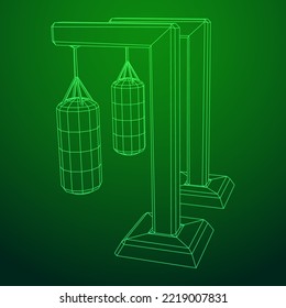 Punching bag for training boxing power punch. Wireframe low poly mesh vector illustration
