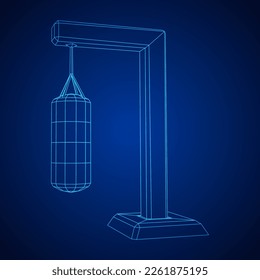 Punching bag for training boxing power punch. Wireframe low poly mesh vector illustration