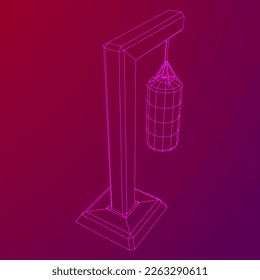 Punching bag for training boxing power punch. Wireframe low poly mesh vector illustration