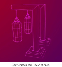 Punchsack zum Training Boxkraftpunch. Wireframe Low-Poly-Mesh, Vektorgrafik