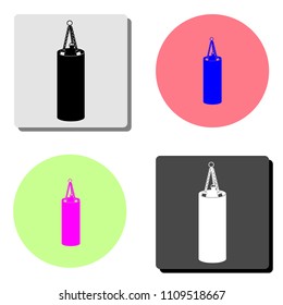 punching bag training gym. simple flat vector icon illustration on four different color backgrounds