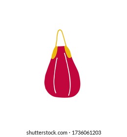 Punching bag for training. Vector flat hand drawn illustration