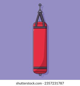 Punching Bag Vector Icon Illustration with Outline for Design Element, Clip Art, Web, Landing page, Sticker, Banner. Flat Cartoon Style