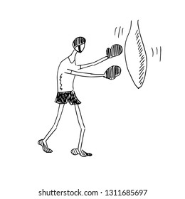 Punching bag. Vector illustration.