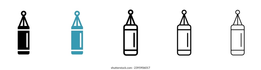 Punching bag vector illustration set. Gym boxing punch bag icon for UI designs.