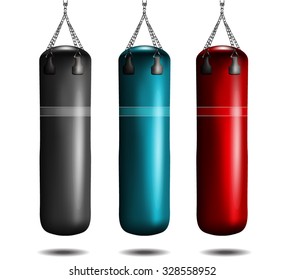 Punching Bags Isolated on White Set