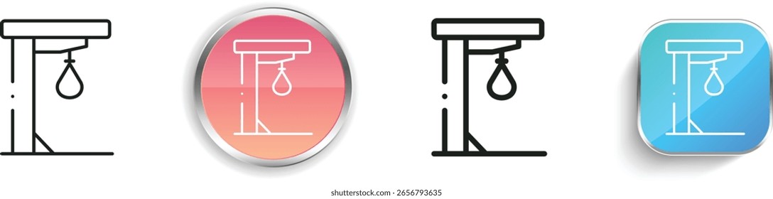 Locher-Ball-Symbol. Design mit dünnen Linien, regelmäßigen Linien und Schaltflächen einzeln auf weißem Hintergrund
