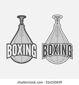 Punching Boxing Bag Labels Set. Fight Sport vintage Design Elements, Badges, Logos