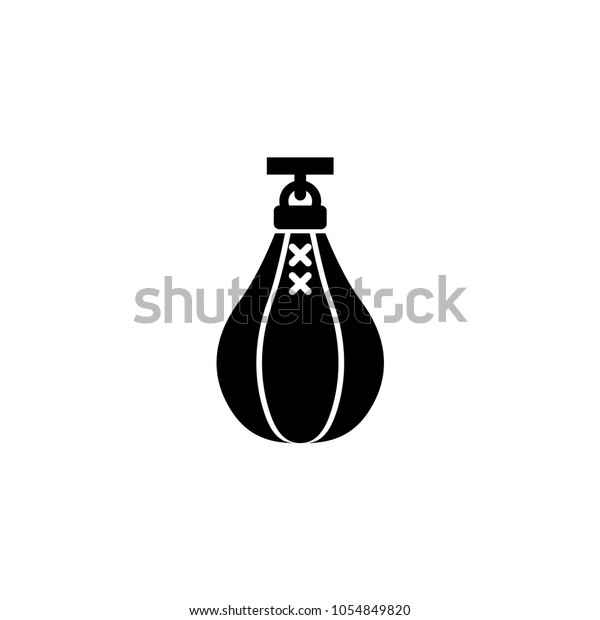 Punching Boxing Speed Bag. Flat Vector Icon.\
Simple black symbol on white\
background