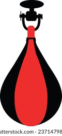 Punching boxing speed bag. Red and black punching symbol. Punching bag red sign. Sport equipment element for boxing. flat style.