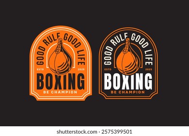 punching boxing speed bag retro badge logo vector design collection set for boxing, fighter, martial art sport club. punch speed sack boxing bag vintage illustration element designs.