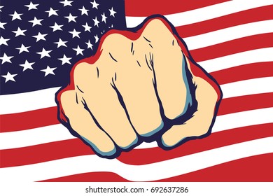 Punching fist hand with USA flag vector