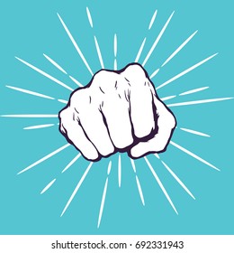 Punching fist hand vector 