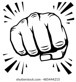 Punching fist hand vector illustration. Human protest symbol or strong strike