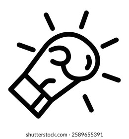 Punching fist vector icon for strength, power, and action. Editable stroke.