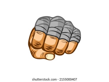 Punching Hand Boxer MMA Sport Mixed Kick Logo Vector Premium Design Art Grafik