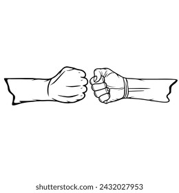 punching hand gesture boxing black and white vector illustration