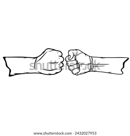punching hand gesture boxing black and white vector illustration