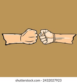 punching hand gesture boxing vector illustration